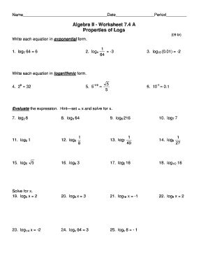 algebra 2 worksheets pdf with answer key